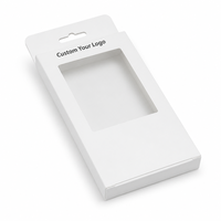 Boîte en carton pliable blanche personnalisée avec fenêtre transparente, fente Euro et trou de suspension, impression CMJN pour emballage de détail d'électronique