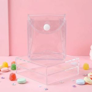 Pochette de rangement transparente en PVC anti-humidité avec bouton-pression pour mini-boîte surprise, idéale pour poupées, porte-clés et écouteurs - Product Image 1