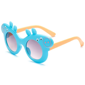Vente en gros de lunettes de soleil pour enfants, garçons et filles, avec logo personnalisé, anti-UV, mignonnes, dessinées, en forme de cochon, tendance, colorées, UV400 - Product Image 3