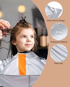 Capa de peluquería plegable DIY, impermeable, de poliéster, gris plateado, 60 cm, cómoda y portátil, para corte y recorte de cabello. - Product Image 2