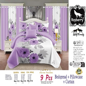 Bộ Khăn trải giường hiện đại 9 chiếc Khăn trải giường vải sợi nhỏ bao gồm 1 ga trải giường 2 vỏ gối 6 rèm cửa - Product Image 6