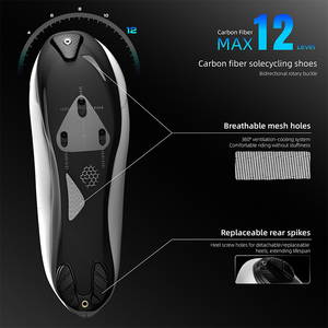 WEST BIKING chaussures de cyclisme professionnelles <span class=keywords><strong>semelle</strong></span> en Fiber de carbone laçage à double cadrans léger respirant course de vélo de route chaussures sans pince - Product Image 3