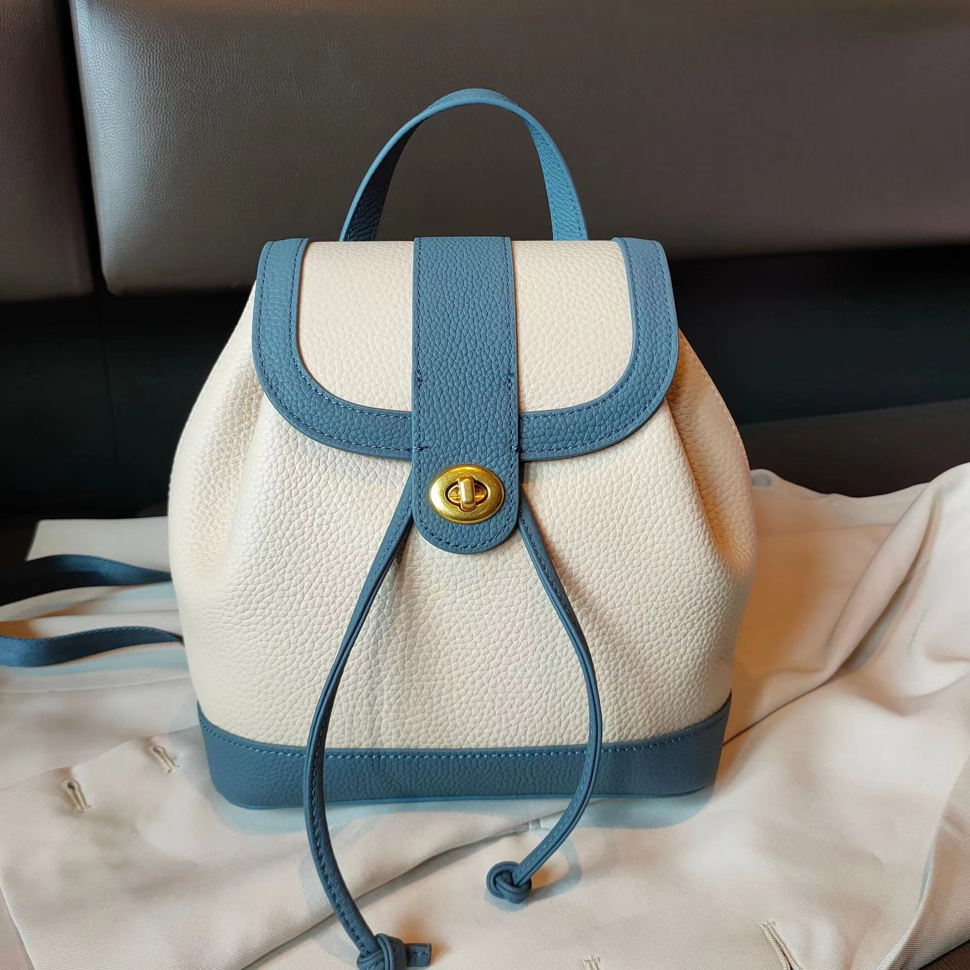 beige & blue