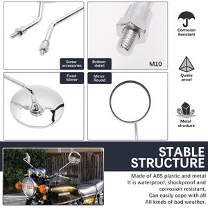 Rétroviseurs latéraux universels chromés pour moto, 7/8 pouces, 10MM, 8MM - Product Image 3