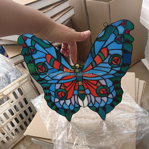 Butterfly Design 30 CM Diameter Solid China Stained Glass Church <b>Window</b> Panel Curtain Wall Dining Gym Hotel Bedroom Sun <b>Lighting</b> - Product Image 6