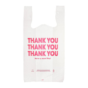 Customized Supermarket Grocery Shopping T-Shirt Bag Easy Open 'Thank You' with PE Plastic Features Custom Logo