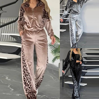Ensemble décontracté 2 pièces pour femme : veste zippée et pantalon imprimé léopard – Tenue de sport en gros