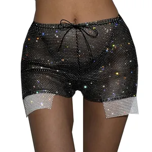 Pantalon court sexy en cristal avec strass bling-bling, short de fête pour discothèque, accessoires corporels, pantalon de danse pour femmes