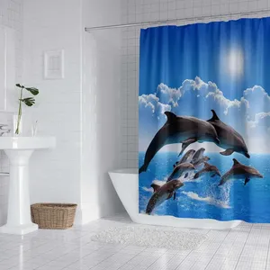 Juego de Cortinas de Ducha 3D Impermeables con Diseño Oceánico, 4 Piezas, con Accesorios de Baño, Cortina de Ducha de Poliéster Estampada - Product Image 4