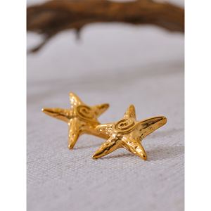 JINYOU 2885, pendientes de tuerca de estrella dorada de acero inoxidable a la <span class=keywords><strong>moda</strong></span>, a prueba de óxido, Metal Chapado en PVD de 18K, joyería Popular para mujer, Bisutería - Product Image 6
