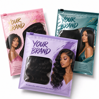 Sacs à fermeture éclair personnalisés pour perruques, antistatiques, transparents, refermables, résistants aux déchirures, pour emballage d'extensions de cheveux, pochettes plates pour mèches de cheveux