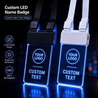 Badges nominatifs personnalisés en acrylique LED pour employés de magasin, serveurs, restaurants, bars, uniformes – Commandes en gros