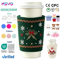 Manchon de tasse à café personnalisé MSYO avec logo, réutilisable, en crochet, pour voyage, en tricot, pour thé ou glace, OEM, motif pull de Noël