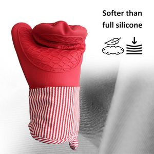 Gants en silicone de haute qualité mitaines de <span class=keywords><strong>four</strong></span> rayées rouges 2 fils RTS épais ustensiles de cuisson professionnels mitaines de <span class=keywords><strong>four</strong></span> résistantes à la chaleur - Product Image 2