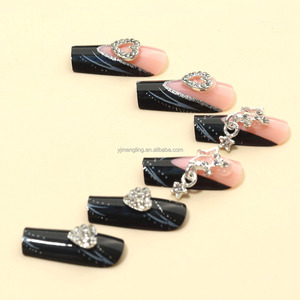 <span class=keywords><strong>Faux</strong></span> <span class=keywords><strong>ongles</strong></span> longs en ABS à motif carré français, 24 pièces, avec colle, pré-dessinés, en forme d'étoile scintillante - Product Image 3