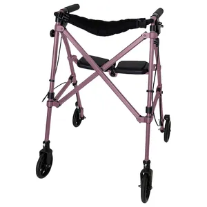 Andador rodante de movilidad plegable ligero para personas mayores y adultos, ruedas de 6 pulgadas, frenos de bloqueo y asiento acolchado con respaldo