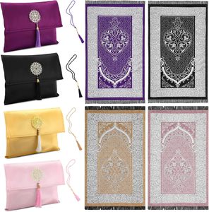 Foldable Custom High Pile Braided Prayer Rug Mosque Use Muslim Backrest Flat Weave Jacquard Machine Made Non-Slip Cushioned - Product Image 1