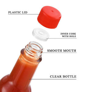 Bouteille en verre de 5 oz (150 ml) pour sauce tomate, sauce piquante, sauce chili, vinaigrette, avec bouchon noir anti-fuite - Product Image 5