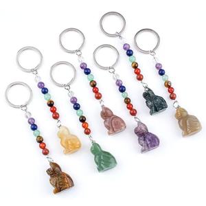 High Quality Spiritual Healing Vintage Natural Crystal Provide Energy Amethyst <strong>Cat</strong> <strong>Seven</strong> Chakras Keychain for Decoration - Product Image 4