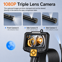 Vente directe d'usine, caméra d'inspection industrielle 1080P avec trois objectifs et 10 lumières LED, endoscope étanche IP67