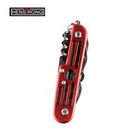 Couteau de poche multifonction 11 en 1 de qualité industrielle, manche en aluminium rouge OEM, lame en acier inoxydable, ciseaux, scie, tournevis, EDC, extérieur