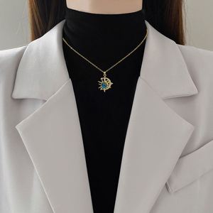 Collar De Acero Inoxidable Diamond Elegant Gorgeous Diamond Necklace for Women Titanium Steel <b>Chain</b> Clavicle Star Moon Necklace - Product Image 2