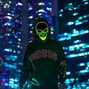 Máscara LED de Luz Fría de Terror para Halloween, Máscara de PVC para Cosplay, Decoración Luminosa para Fiesta de Halloween, Luminosa para Pascua - Product Image 6