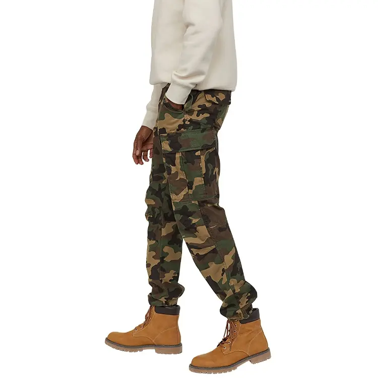 Calças cargo camufladas masculinas, calças militares de 100% algodão, táticas de camuflagem para homens