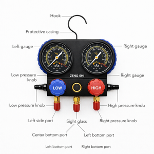 Kit d'outils de charge pour climatiseurs automobiles et de climatisation R134a, manomètre mécanique en laiton HVAC, ensemble de diagnostic de pression de réfrigérant AC - Product Image 2