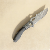 Couteau pliant tactique personnalisé en acier Damas VG10 avec manche en bois pour la survie en plein air, couteau de poche avec étui en cuir