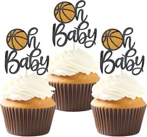 Adornos para Cupcakes de Baloncesto Oh Baby, Decoraciones para Cupcakes de Baby Shower, Cumpleaños, Temática Deportiva, Fiesta de Niños - Product Image 5