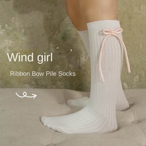 Nuevos calcetines <span class=keywords><strong>de</strong></span> tripulación sexy <span class=keywords><strong>de</strong></span> alta tripulación para niñas <span class=keywords><strong>de</strong></span> estilo chino Medias altas para niños con lazo <span class=keywords><strong>de</strong></span> color sólido vintage - Product Image 1
