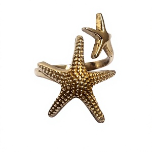 Vente en gros, bague de doigt 2 étoiles, soutien-gorge réglable, couleur or et argent, bague étoile - Product Image 2