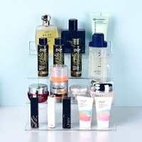 Organisateur de parfum en acrylique à 4 niveaux Petit présentoir transparent pour les figurines Amiibo POP 9x7 pouces-1 paquet de tapis antidérapants