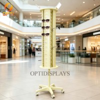 Customizable Revolving Eyeglasses Display Stand, Spinning Sunglasses Holder Rack with Wheels for Retail, Wholesale