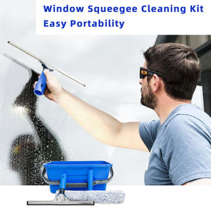 Ensemble de seau de nettoyage commercial robuste de 40 kg et 12 L avec perche télescopique et raclette - Idéal pour le nettoyage des fenêtres en hauteur - Product Image 4