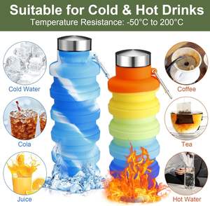 Bouteille d'eau en silicone pliable portable étanche de 500ml sans BPA Sports de plein air - Product Image 4