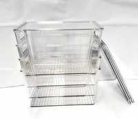 Transparente Stapelbare Aufbewahrungsbehälter aus Kunststoff mit Offener Front, Deckel und Griff, Küchenorganizer, Müllbeutelhalter und Spender