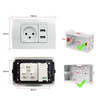 BAOBEN Prise murale double USB standard israélienne avec interrupteur et prise, idéale pour la maison et le bureau, 118 mm