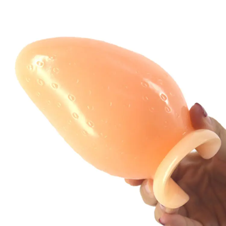 FAAK59 12.5Cm Masturbasi Strawberry Kulit Buatan Dewasa Mainan Seks Gairah Fitur Mini Anal Plug Penis untuk Pria dan Wanita