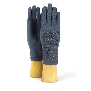 Fabriqué en Italie Gants pour femmes Gants de mode Gants en tissu avec strass. Étincelant et pour les occasions élégantes. Tissu extensible - Product Image 1