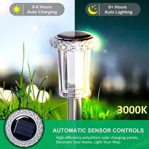 Edelstahl-Outdoor-LED-Licht IP65 Solar-Garden-Rasenlampe Terrasse Hof Pfade Landschaftsrasenlicht