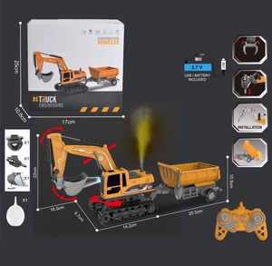 Excavatrice RC 3-en-1 Dwi Dowellin pour enfants, échelle 1:22, véhicule de construction télécommandé en métal 12 canaux, chargeur 360 - Product Image 3