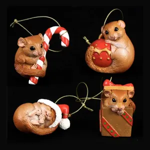 Christmas Decorations Dormouse animal style resin christmas hanging tree ornaments