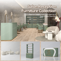 Madamcenter Luxe Pliable Moderne Lumière LED MDF Réception pour Salon de Beauté Hôtel Magasin Nail Salon Réception