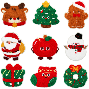Nouvelles Tendances 2027 : Écussons Brodés en Chenille pour Noël, Motifs Pomme et Sapins, Personnalisables, à Thermocoller pour Vêtements - Product Image 1