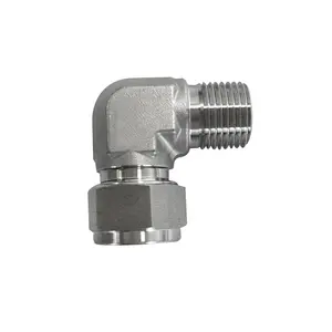 316 Thép Không Gỉ Khuỷu Tay Nén Lắp Ferrule 1/4 "Ống OD X 1/4" NPT Nam