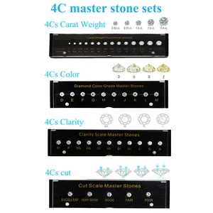 4C Diamond Standard Sets Karat Gewicht/Farbe/Klarheit Schnitt/Skala Master Stone runde Form Zirkonia Stein Tester CZ Werkzeuge