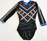 Superbe justaucorps de gymnastique et de danse personnalisé pour femme, à manches longues, en spandex, orné de strass, style mystique, pour entraînement court
