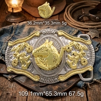 Boucle de ceinture de cowboy en alliage de zinc métallique avec logo 3D gravé sur mesure, plaquée or, pour hommes, vente en gros d'usine OEM